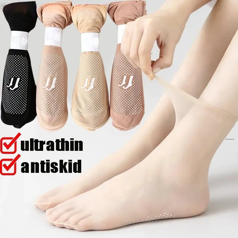 Vớ Vô Hình Lụa Pha Lê, Phụ Nữ Mùa Hè, Chống Trượt, Chống Mài Mòn, Thoáng Khí, Siêu Mỏng, Silicon Chống Trượt, Thích Hợp Cho Phụ Nữ Và Trẻ Em Gái