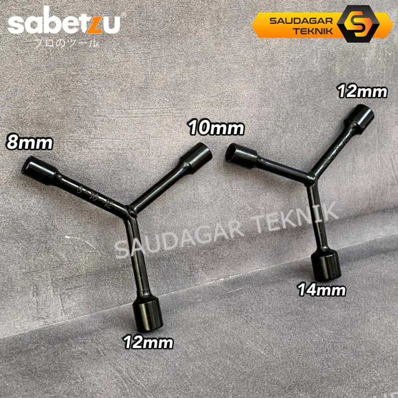 Kunci Sok Y 8mm 10mm 12mm 14mm SABETZU Y Socket Wrench Kunci Y Gagang Sok Shock Socket Y