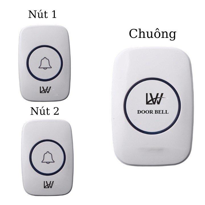 Bộ chuông cửa cao cấp không dây Cacazi A10 Trắng - Phân loại 2 Nút 1 Chuông chống nước