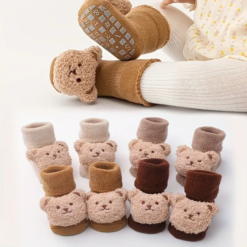 Newborn Baby Socks Terry Plus Velvet Thick Autumn Winter Baby Mid-tube Non-slip Floor Socks Toddler Socks 0-3 Years