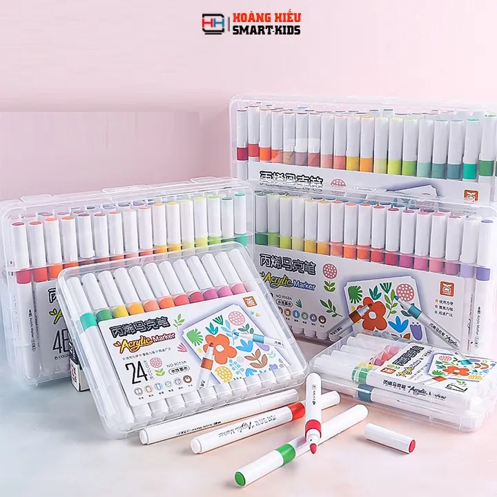 Bút Màu Acrylic Marker 12/24/36/48/60 Cao Cấp Màu Sắc Tươi Sáng - Bút Lông Màu màu