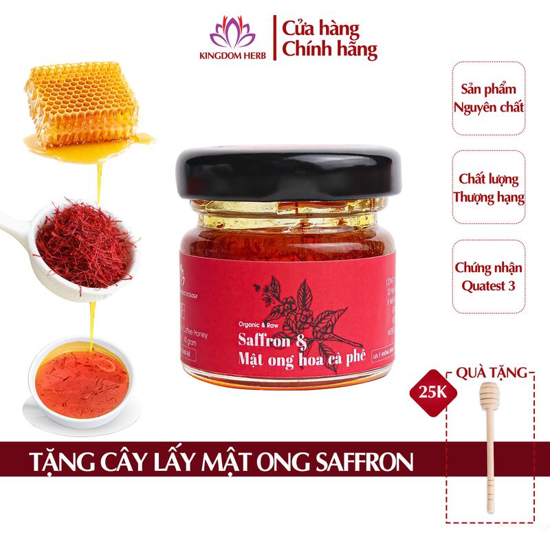 Saffron ngâm mật ong Kingdom Herb hữu cơ chính hãng nhụy hoa nghệ tây mật ong hộp 40g matong hoacaphe