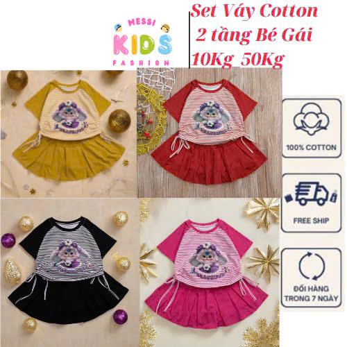 Set Váy Cotton Bé Gái 10Kg - 50Kg In Hoạ Tiết Xinh Xắn Dẽ Thương Vải Cotton Mềm Mịn Mát