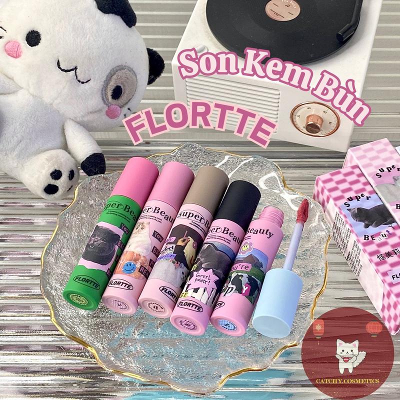   FLORTTE  Son Kem Bùn Flortte Vỏ nhám Mèo con Y2K Super Beauty Collection Lip Cream 2.3g 