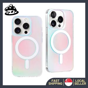 [ ✅ SG Ready Stock] Phone Case For iPhone 13 14 15 16 Plus Pro Max Laser TPU PC Hard Magnetic Phone Protective Case Laser Phone Case