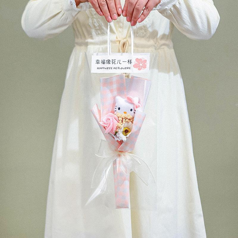 Product Introduction of Kawaii Sanrio Hello Kitty Bouquet My Melody Kuromi Cinnamoroll Plush Doll Toy Valentine's Day Christmas Gifts 21