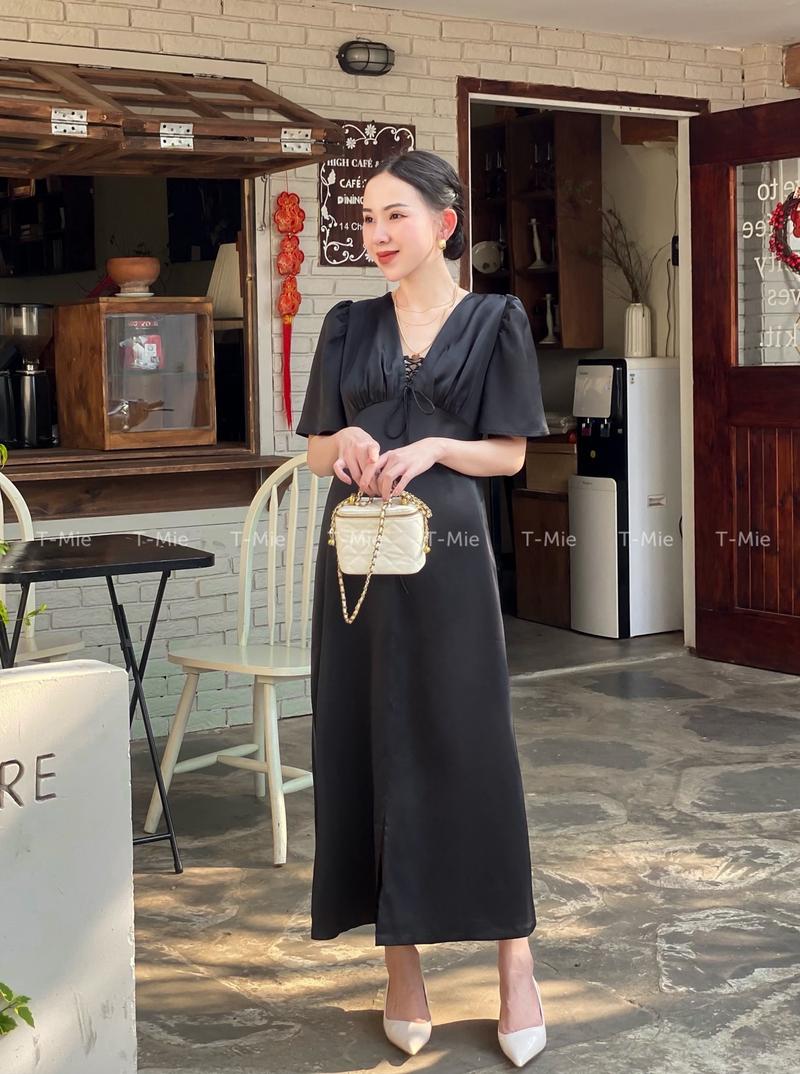 Product Introduction of T-Mie | Đầm Bầu Lụa Tô Châu Dáng Dài Sang Trọng Đi Tiệc, MD5094 Nữ Nhung phi 6