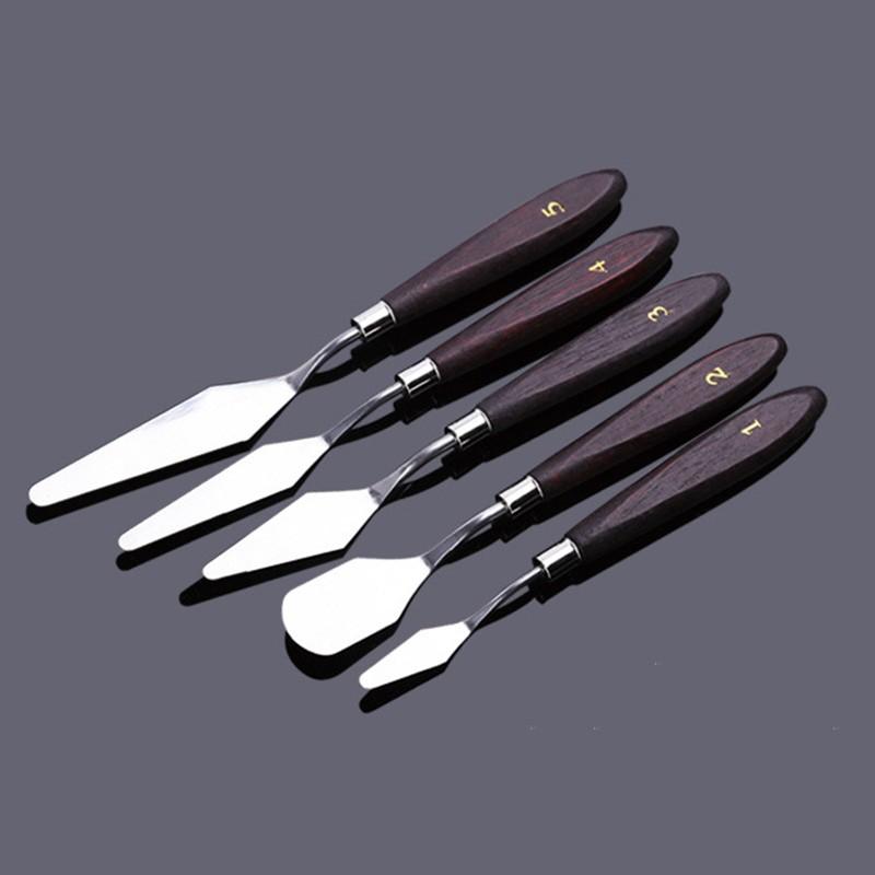 5pcs Set Artist Oil Painting Scraper Stainless Steel  for Palette Gouache Spatula 2