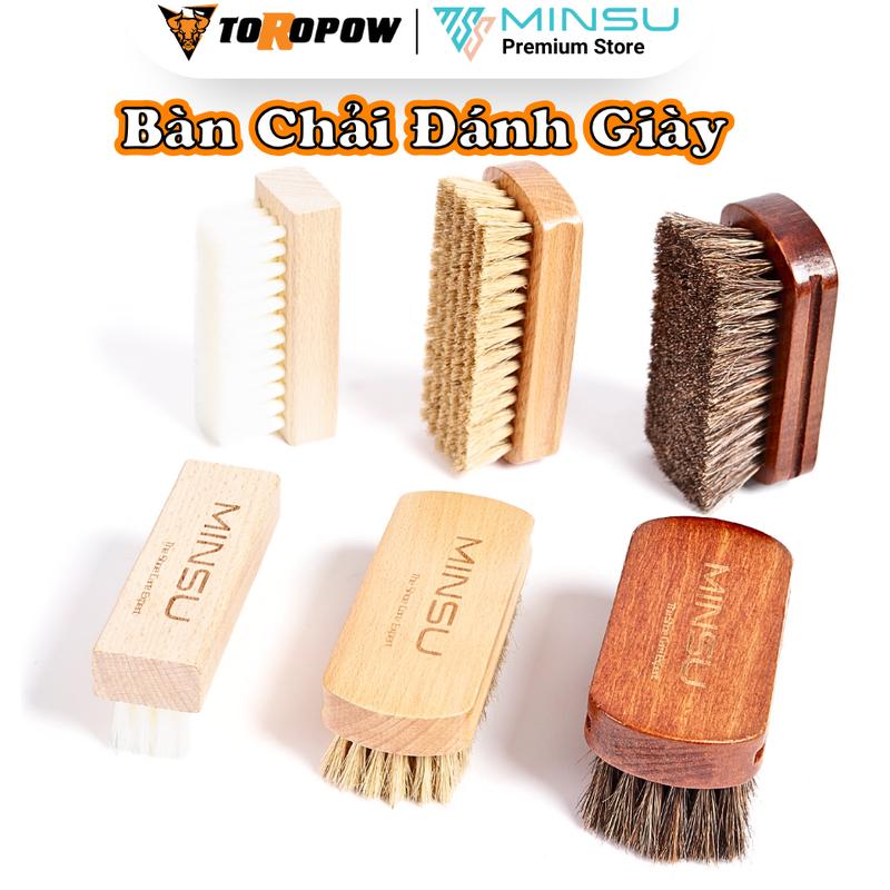 Bàn Chải Đánh Giày MINSU M2415 Chuyên Dùng Vệ Sinh Giày Sneaker, Da Lộn Với Chất Liệu Lông Ngựa, Lông Heo Mềm Cao Cấp