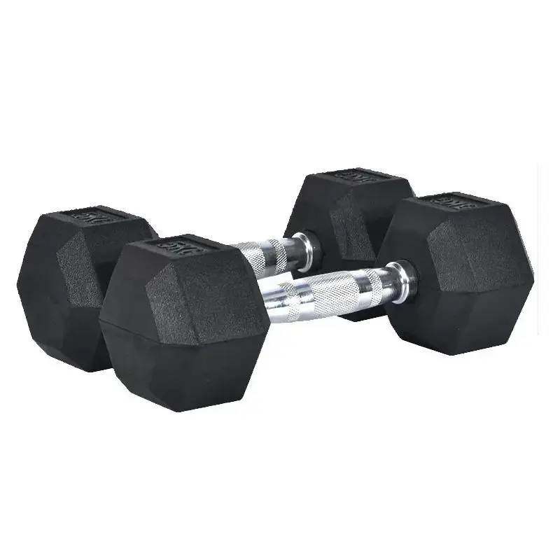 Rubber Coated Hexagonal Dumbells, 1 Pair Home Arm Muscle Fitness Equipment, Solid Cast Iron Dumbbells for Home Gym Workout 4
