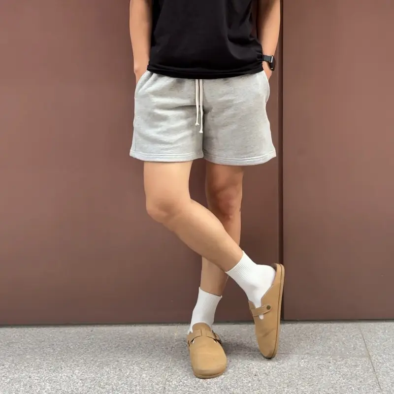 COMBO 2 Quần Short Trơn Basic Unisex (ĐEN/XÁM) Menswear Nam, Nỉ Chân Cua (Tặng vớ) 7