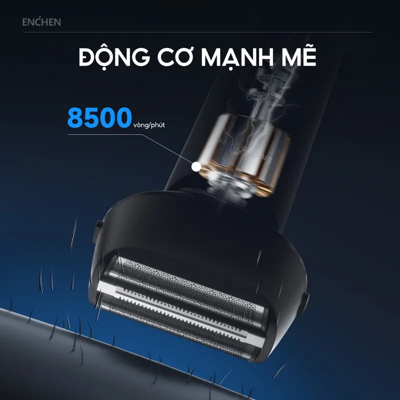 Máy cạo râu Enchen MS001 3 lưỡi dao linh hoạt, động cơ cạo mạnh mẽ chống nước toàn thân - BH 6 tháng 5