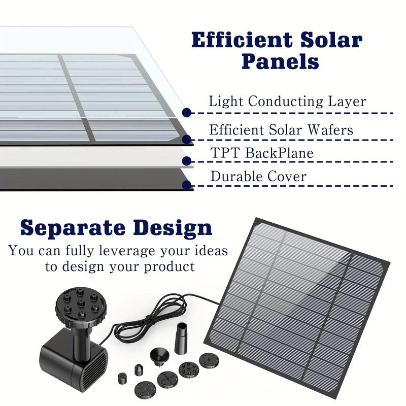 Product Introduction of Solar Fountain, 1 Set Solar Panel Fountain with 7 Nozzles, Solar Fountain Pump for Garden, Pond, Pool, Fish Tank, Aquarium 14