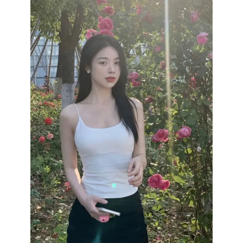 🎉FREE SHIP🎉Áo 2 Dây  Len Thun, Áo Len CÓ MÚT ĐỆM quai Nhỏ 4 Màu Cài Khuy Ngực Ôm Body Dáng Croptop Quyến Rũ Bl36 (có bigsize) 4