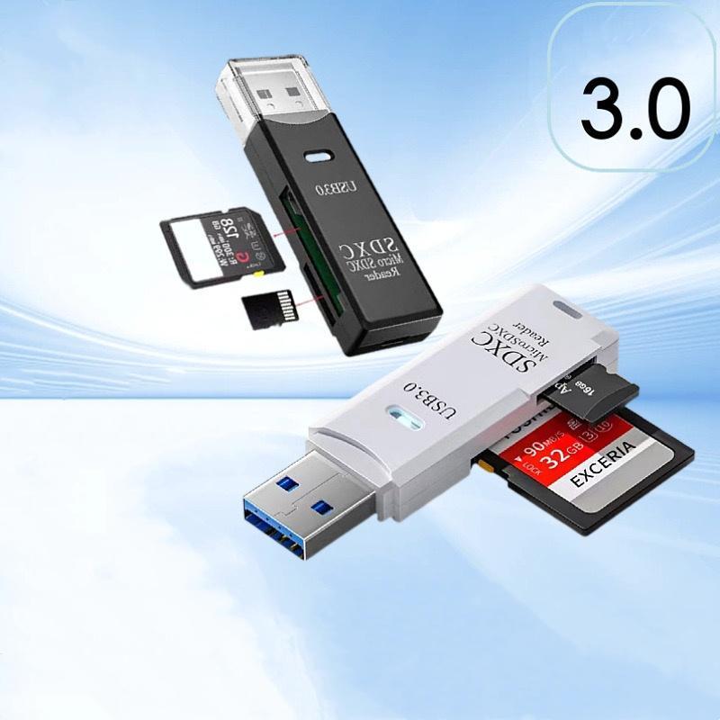 2 in 1 USB 3.0/2.0 Micro SD Card Reader, 1 Count High Speed Multifunctional Data Transfer Card Reader, Compatible with SD Memory Card, TF Card, Phone & Computer 2