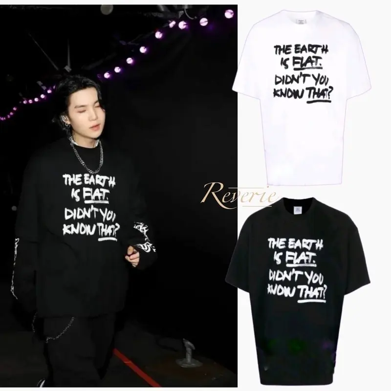TSHIRT KAOS BTS SUGA THE EARTH IS FLAT (HANYA GAMBAR DEPAN)BAJU KONSER YET TO COME IN BUSAN YOONGI KPOP BT21 ARMY BANGTAN STYLE VIRAL TRENDING 0