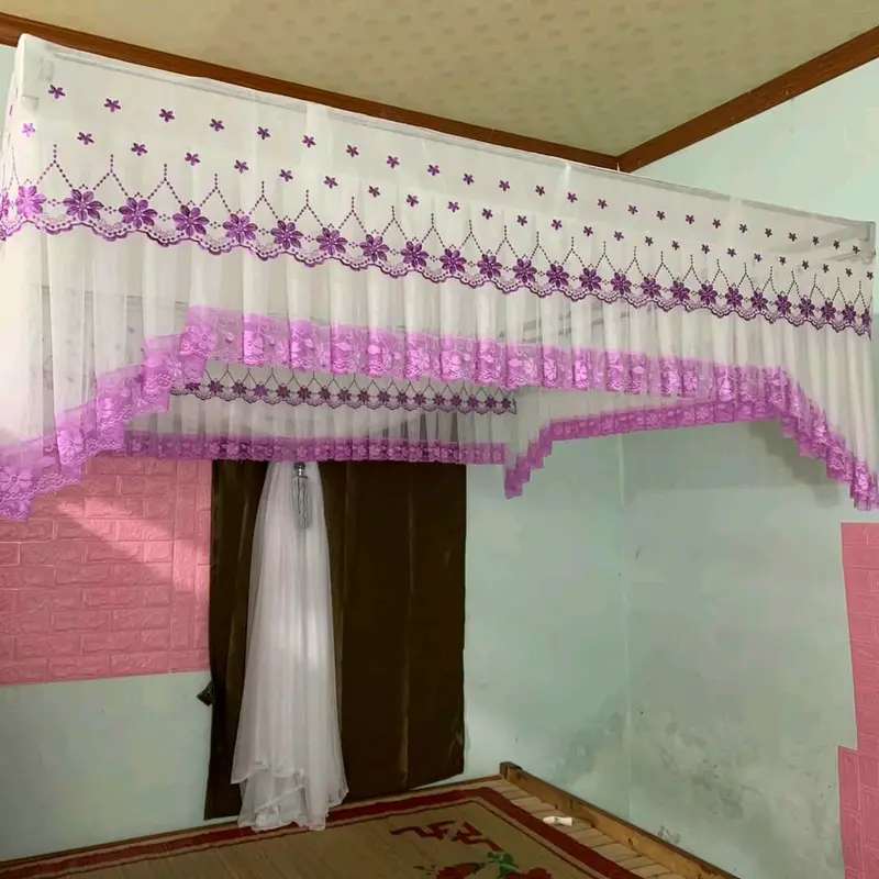 Mã { A 12 } màn, mùng mắc khug,chất tuyn thái lạnh von thêu chất lượng [ có màn không khung] 2
