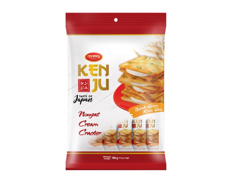 Bánh Kenju quy hành kem dẻo túi 186g - Richy Group - Bánh cracker vị rau nhân kem dẻo - Ăn Vặt, Snack 2