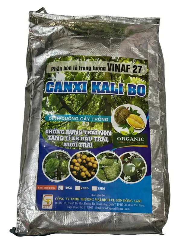 CANXI KALI BO TÚI 10KG PHÂN BÓN VI LƯỢNG CHỐNG RỤNG HOA , RỤNG TRÁI NON , TĂNG TỈ LỆ ĐẬU TRÁI NUÔI TRÁI 0