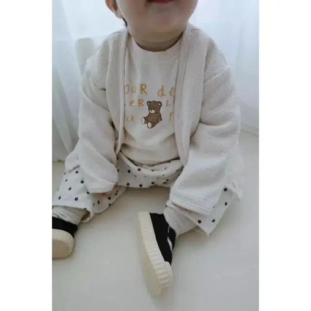 Quần dài cho bé trai và bé gái màu xanh và bi đen 4