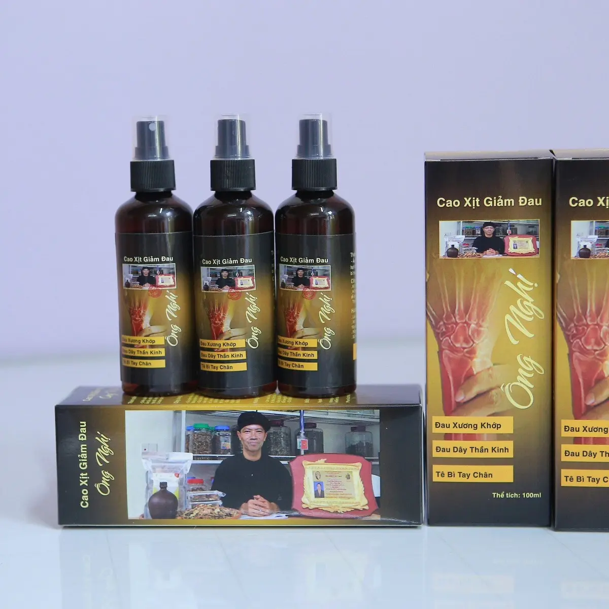 [ 3 chai loại 100ml ] Cao xịt thảo dược Ông Xa Nghị_ hỗ trợ điều trị xương khớp, đau mỏi cơ thể, tê bì chân tay, gout, các vết thâm bầm, sưng tất