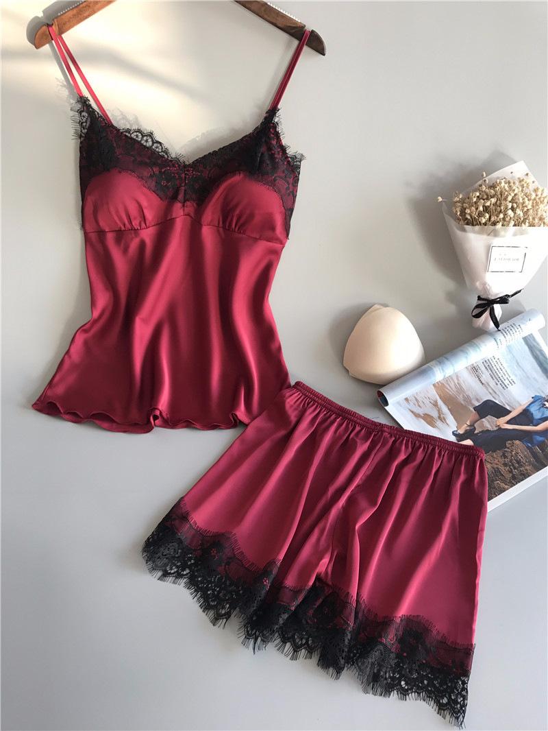 Product Introduction of Women's Underwear Women's Camisole Dress Set Ice Silk Lightweight Nightdress Home Nightdress Soft and Comfortable sexy pajamas 10