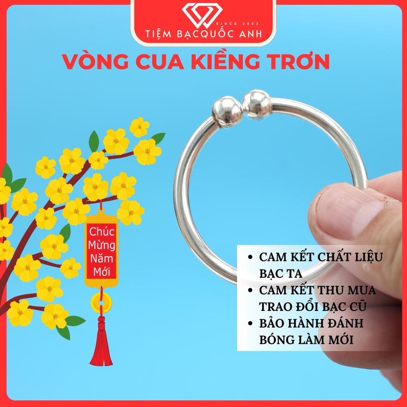 Vòng bạc kiềng trơn chất liệu bạc ta S950 dày dặn cho bé có thể  dùng chân hoặc tay