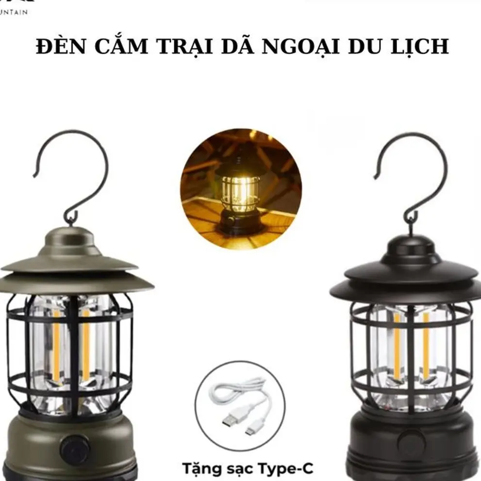 Đèn Bão, Đèn Dã Ngoại, Cắm Trại, Du Lịch - Dùng Pin Sạc USB Tích Điện 18650mAh - Có Thể Dùng Để Trang Trí - DCP10 Camping