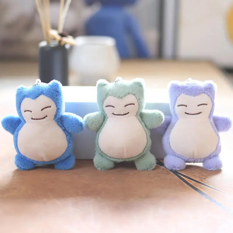 3Styles 12CM Pokemon Anime Snorlax Kawaii Cute Toys Keychains Soft Cartoon Doll Collectible Car Backpack Bag Decor Kids Gift