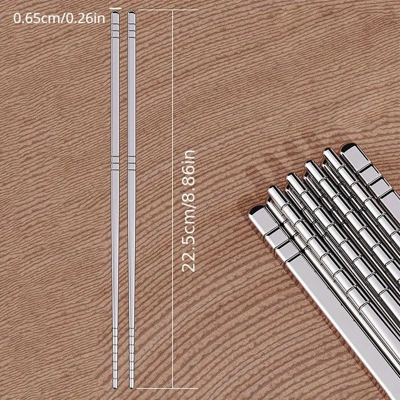 Stainless Steel Chopsticks, 5 Pairs Reusable Metal Chopsticks, Lightweight Easy To Use Metal Chop Stick Utensils for Home Kitchen 1