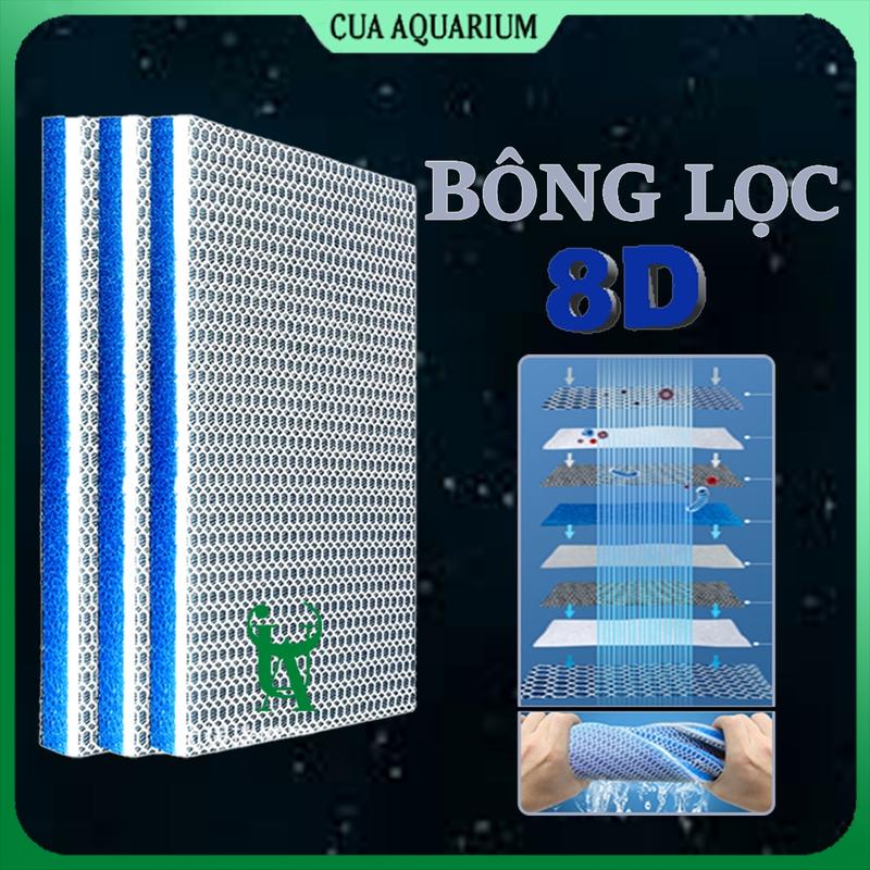  Bông lọc 8D - Bông lọc bể cá - Vật liệu lọc bể thuỷ sinh bể cá cảnh 