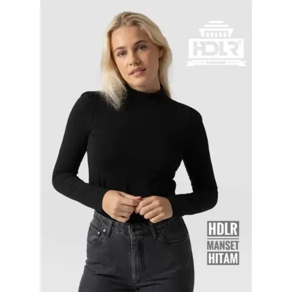Manset Wanita Lengan Panjang Polos Hitam Abu Coklat Baju Dalaman