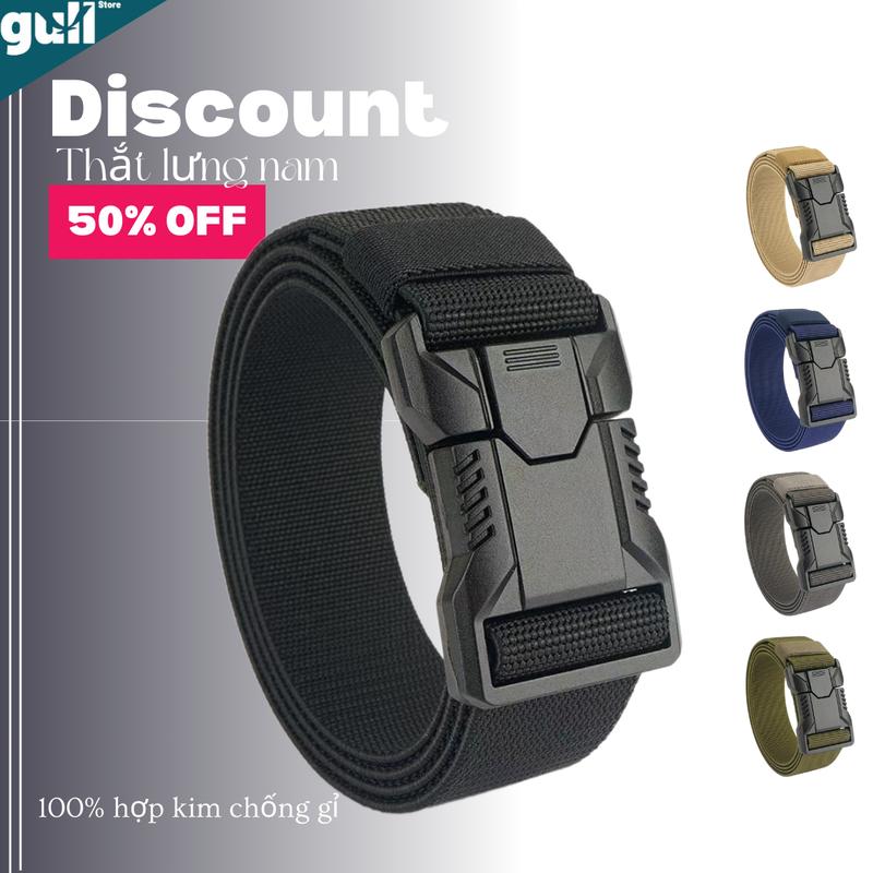 Thắt lưng cho nam chất liệu vải dù mặt khóa hợp kim chống gỉ, dây lưng nam khoá tự động siêu bền không lỗ khóa, dây nịt vải nam đẹp rẻ thao tác nhanh dài 125cm Kim Tuyến day  lung
