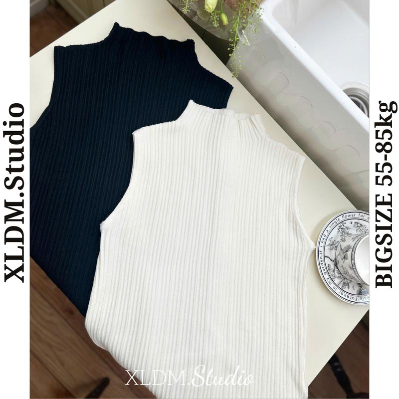 Áo len BIGSIZE sát nách thiết kế dáng NGẮN cổ tròn mặc bên trong blazer hoặc áo dạ từ 55kg-80kg XLDM.Studio AL01