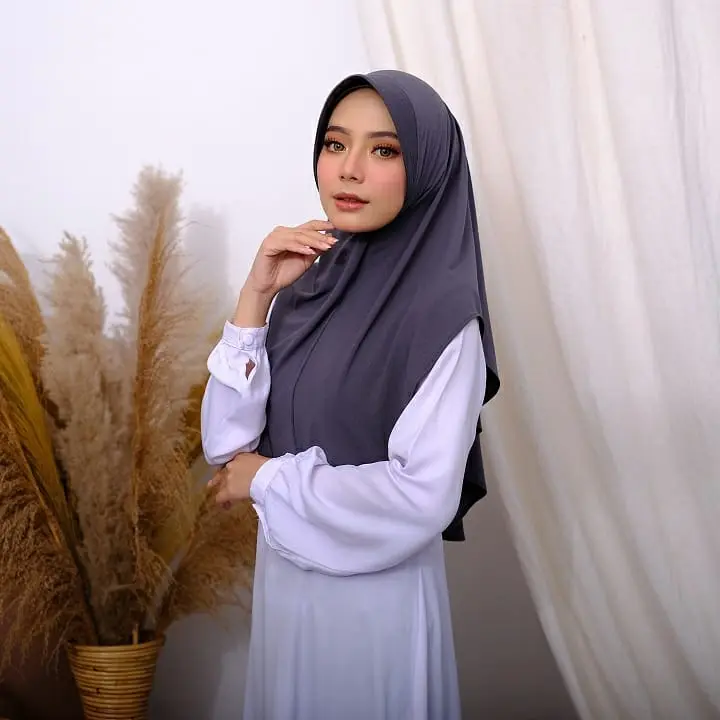 Jilbab Hijab Instan Daily Terbaru Khimar Zaida Pet Syria Murah Kerudung Terbaru Termurah Abu Tua Santai Lembut Panjang