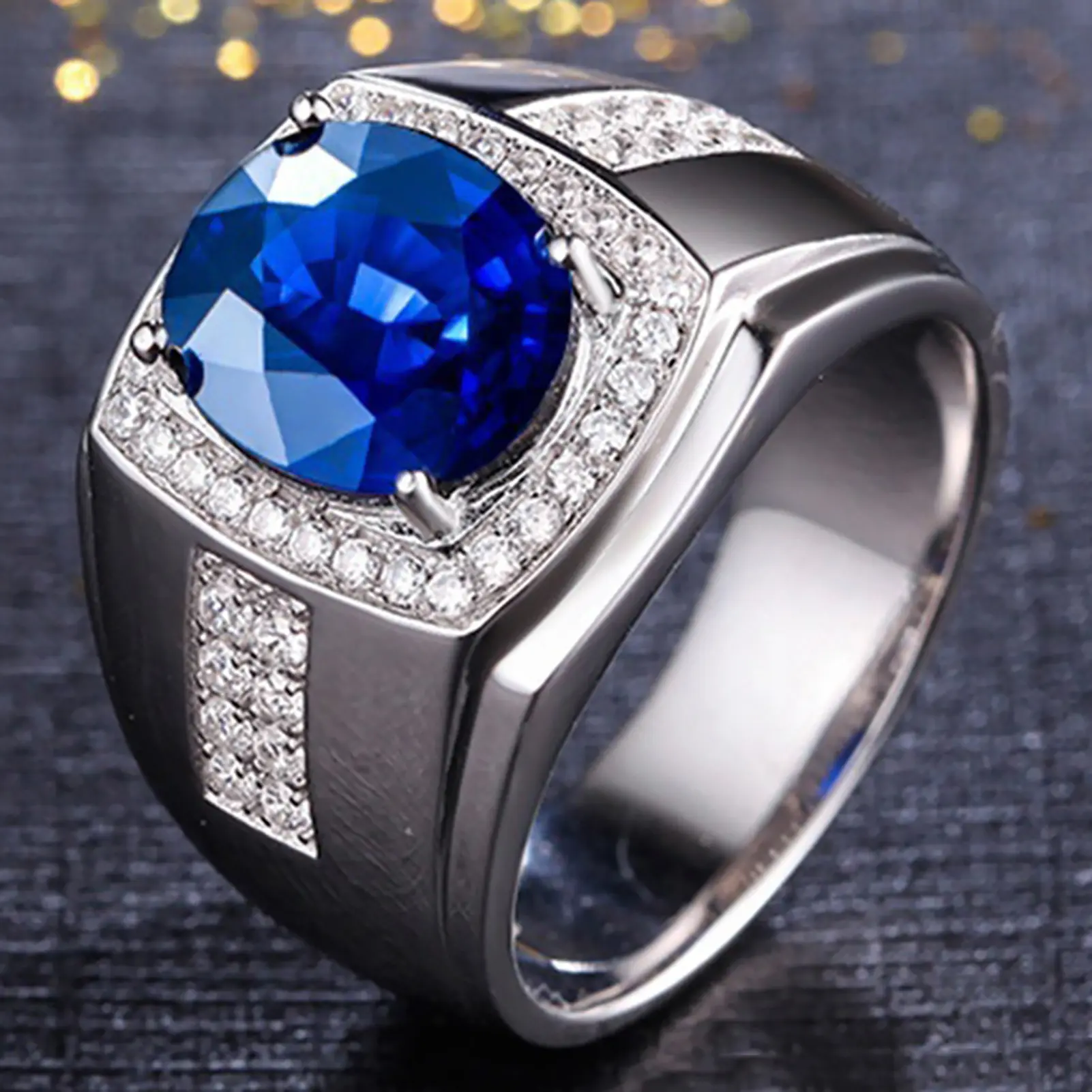 Nhẫn Ngón Tay Dát Kim Cương Giả Zirconia Hình Khối Cho Nam, Trang Sức Sang Trọng, Quà Tặng, Còn Hàng