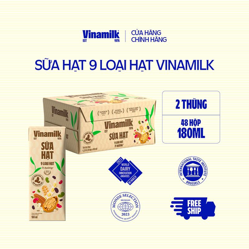 Combo 2 Thùng Sữa hạt 9 loại hạt Vinamilk 180ml (48 hộp)