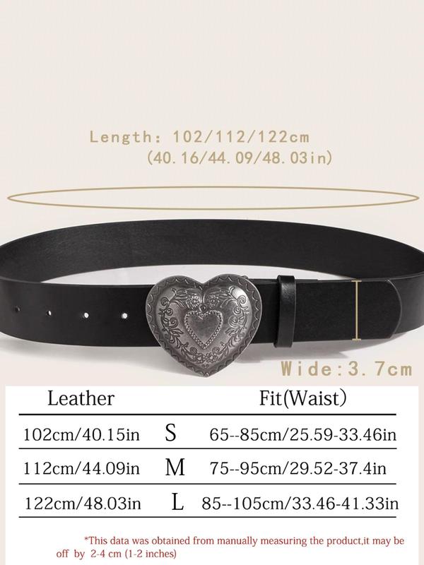 Retro Heart Shaped Buckle Belt, Fashion Belt for Women & Girls, Casual Waistband for Jeans, Pants, Dress, Fashion Belt for Party, Daily Clothing Decor 1