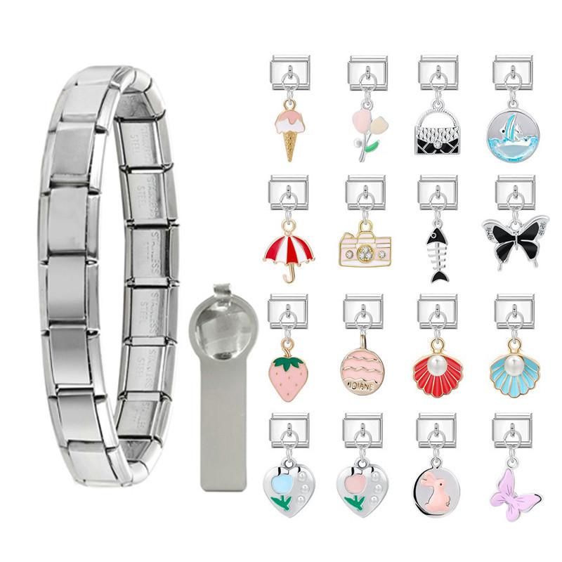 Mặt dây chuyền tình yêu hình Bướm Vòng tay charm Ý phù hợp với vòng tay 9mm Phụ…