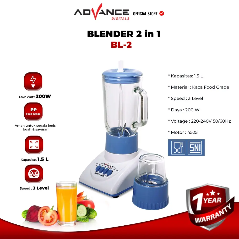 Advance BL2 Blender Kaca Serbaguna 2 in 1