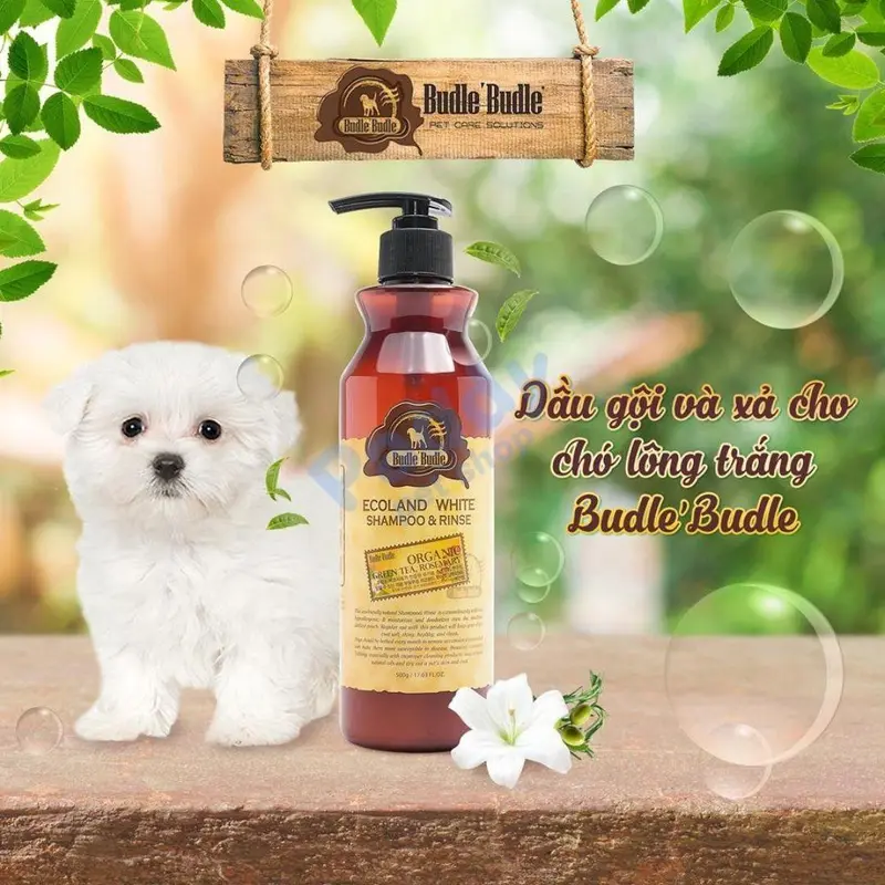 Sữa Tắm Hữu Cơ Cho Chó Lông Trắng Budle Ecoland White 500g 2