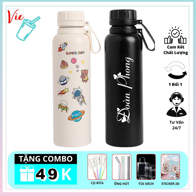 Ly Giữ Nhiệt VieCup - Bình Giữ Nhiệt Travel Inox 304 - Khắc Tên Theo Yêu Cầu Và Quà Tặng