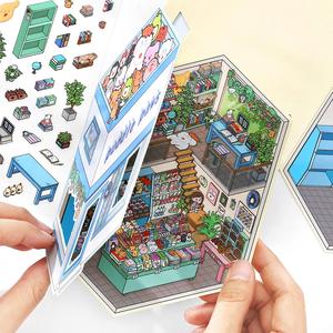 12 Hojas de Pegatinas Decorativas de Paisaje, 4 Estilos con 3 Hojas Cada Una, Material PET de Alta Calidad para Decoración Creativa