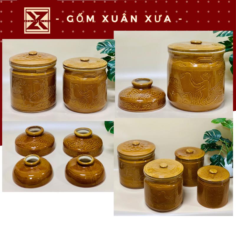 Vại Sành Muối Dưa Cà Hũ Đựng Gạo Bát Tràng Cao Cấp của Gốm Xuân Xưa Đựng Gia Vị hũ sành chum sành