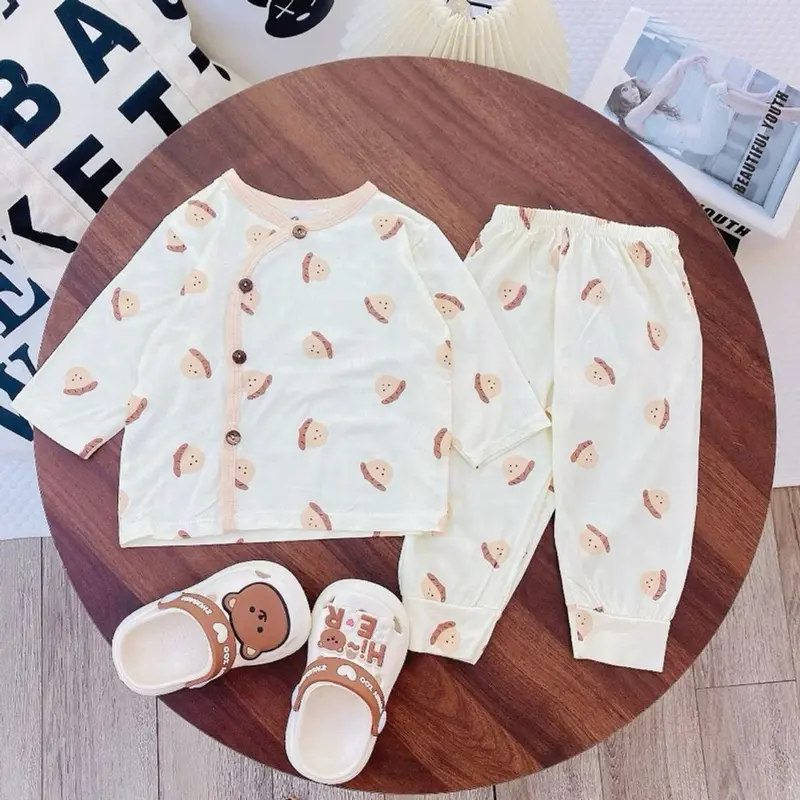 Combo 3 - 5 Bộ Quần Áo Sơ Sinh Thun Lạnh Dài Tay Cho Bé 4