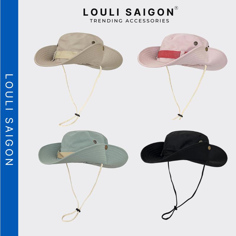 Mũ cao bồi LOULI SAIGON chất liệu vải kaki thiết kế tai bèo có dây phong cách y2k MTB03
