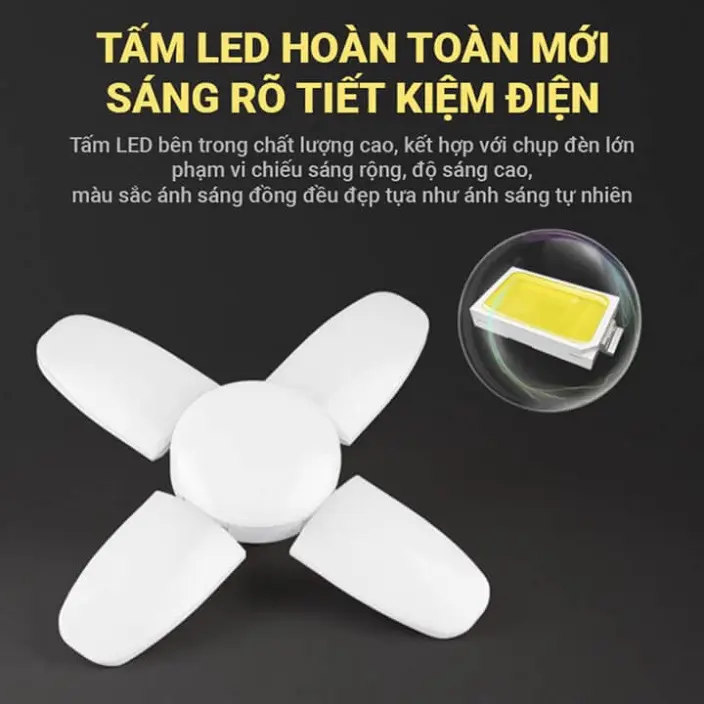 Bóng đèn Led cánh quạt 4 cánh 75W tiết kiệm điện, ánh sáng trắng, chuối xoáy E27 có thể điều chỉnh góc độ sáng 2