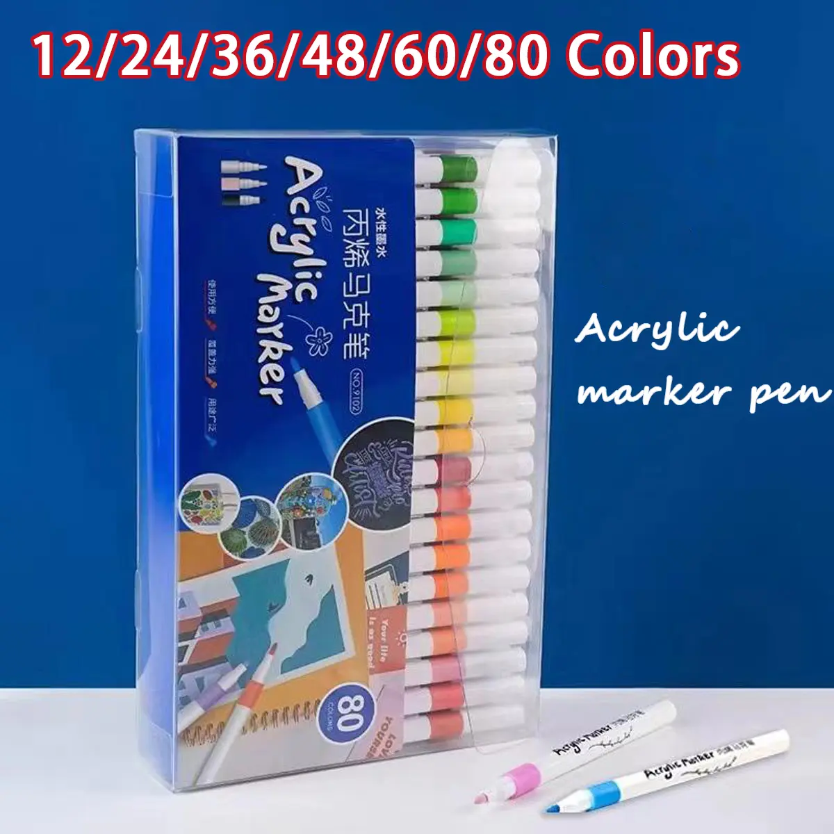 12/24/36/48/60/80 Colors Marker Pen Waterproof Non Fading Graffiti ...