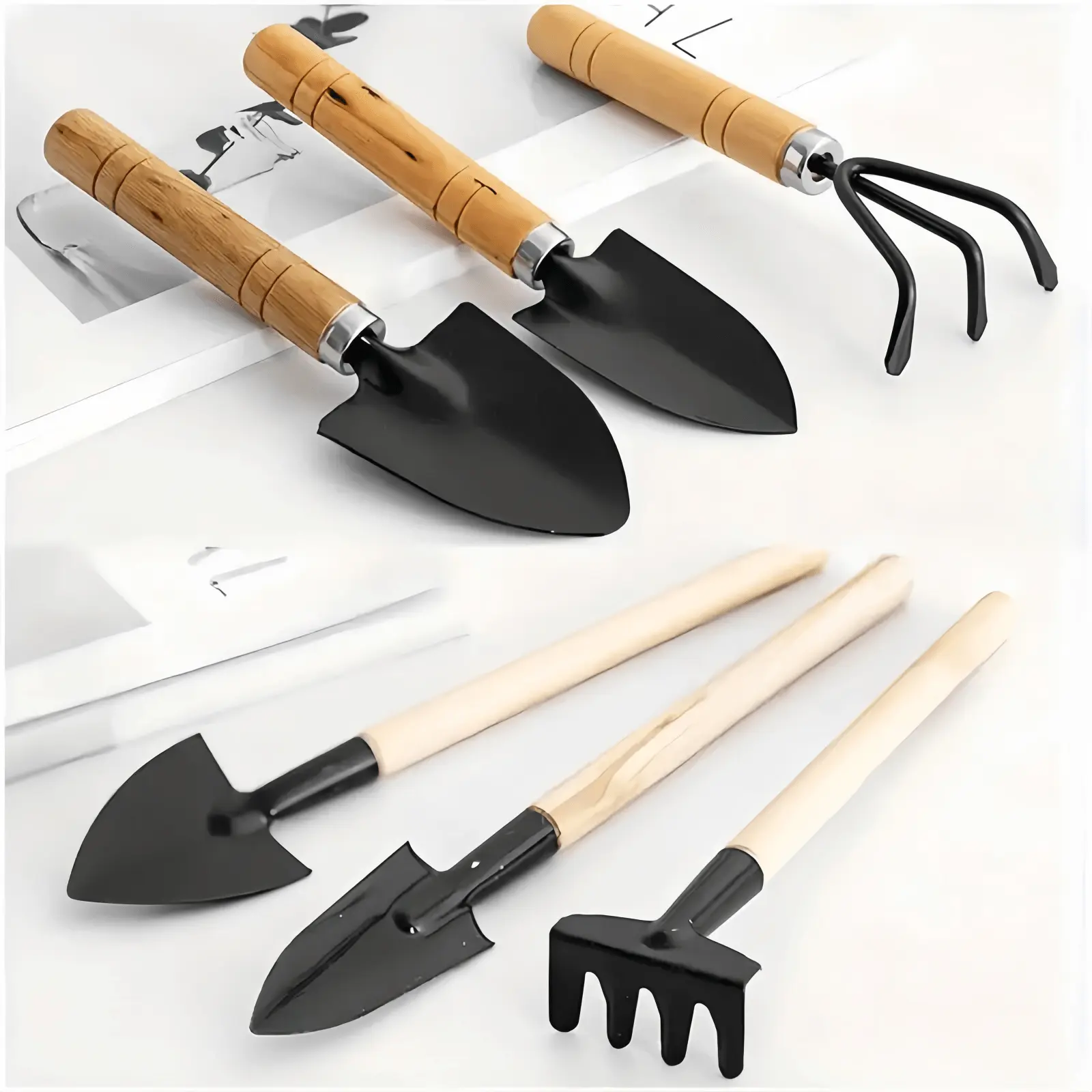 3pcs Gardening Tool Set, Metal Miniature Spade,Shovel & Rake, Potting Planting Hand Tools Kit