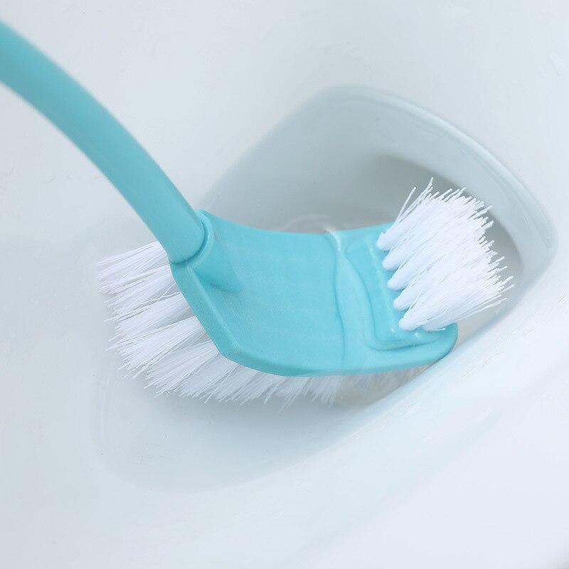 Multi-function Double Head Clean Toilet Brush Soft Hair Plastic Curved Brush Bathroom Cleaning Long Handle Corner Brush 3